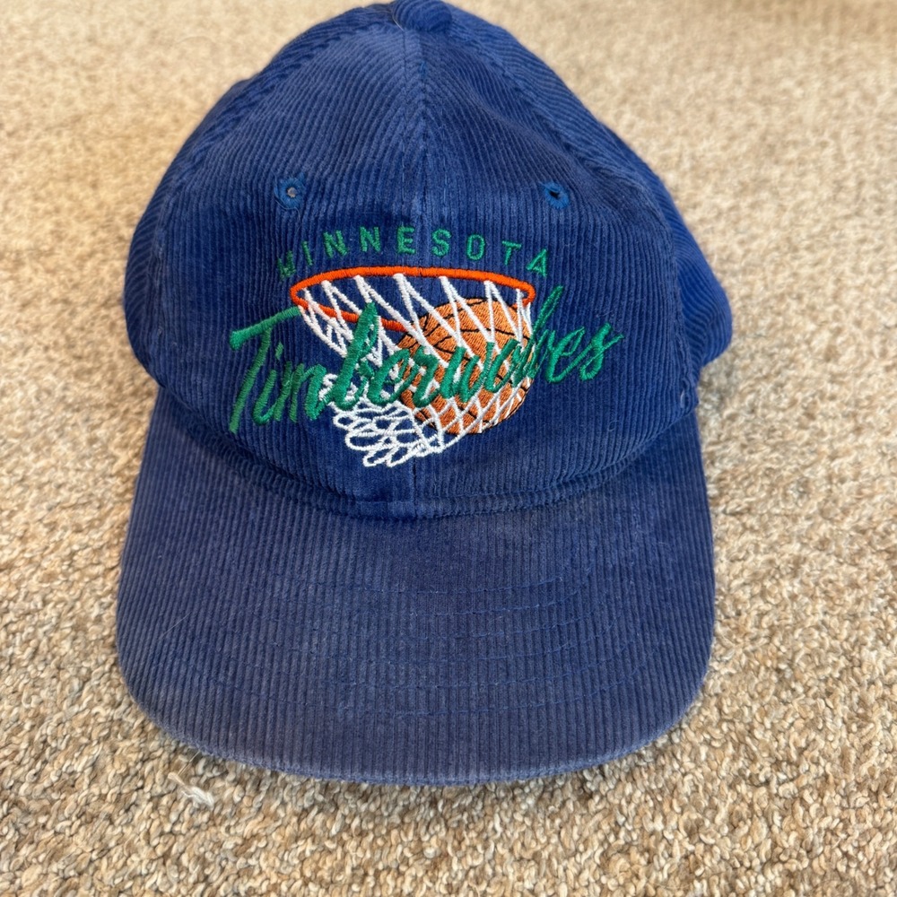 Vintage Minnesota Timberwolves Drew Pearson Blue Corduroy Snapback NBA Hat